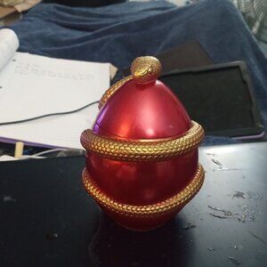 Handmade Red and Gold Snake Egg Jar Jewelry Box